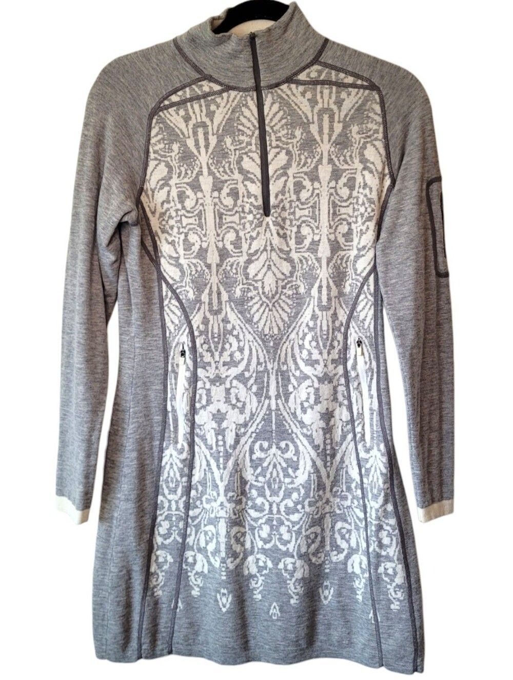 Title Nine Women's Gray Long Sleeve Merino Wool Patterned Knit Dress Size S